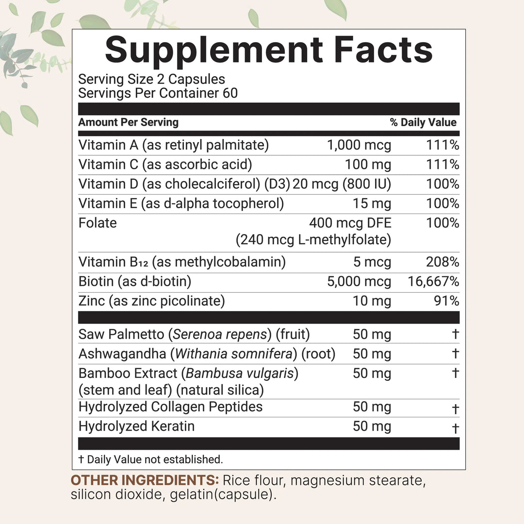 microingredients Hair Vitamins Complex - 120 Capsules | مايكرو انجريدينتس كبسولات فيتامينات داعمة لصحة الشعر - 120 كبسولة