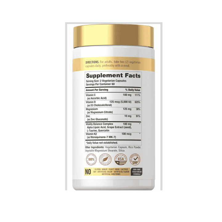 CARLYLE Vitamin D3 K2 Magnesium - 120 Vegetarian Capsules | كارلايل فيتامين D3 + K2 مع المغنيسيوم - 120 كبسولة نباتية
