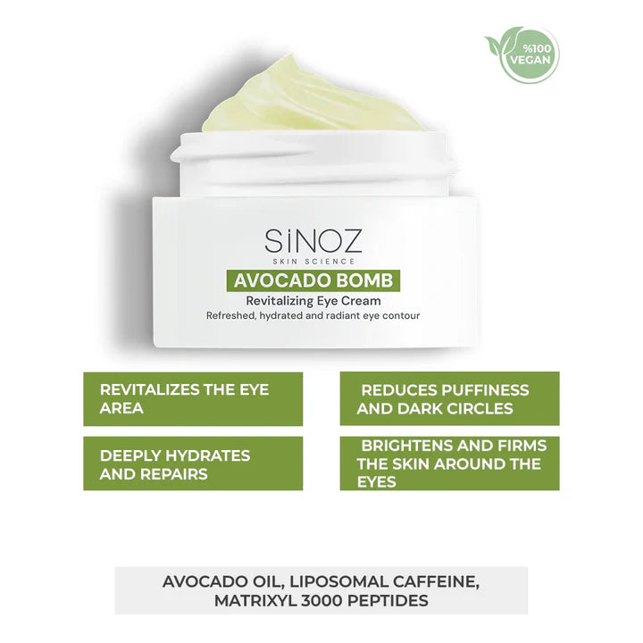 Sinoz Avokado Bomb Eye Cream - 15ml | سينوز كريم حول العين بخلاصة الافوكادو - 15 مل