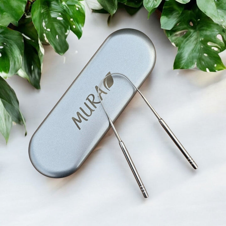 Mura Tongue Scraper With Metal Case | مورا قاشطة اللسان مع علبة معدنية