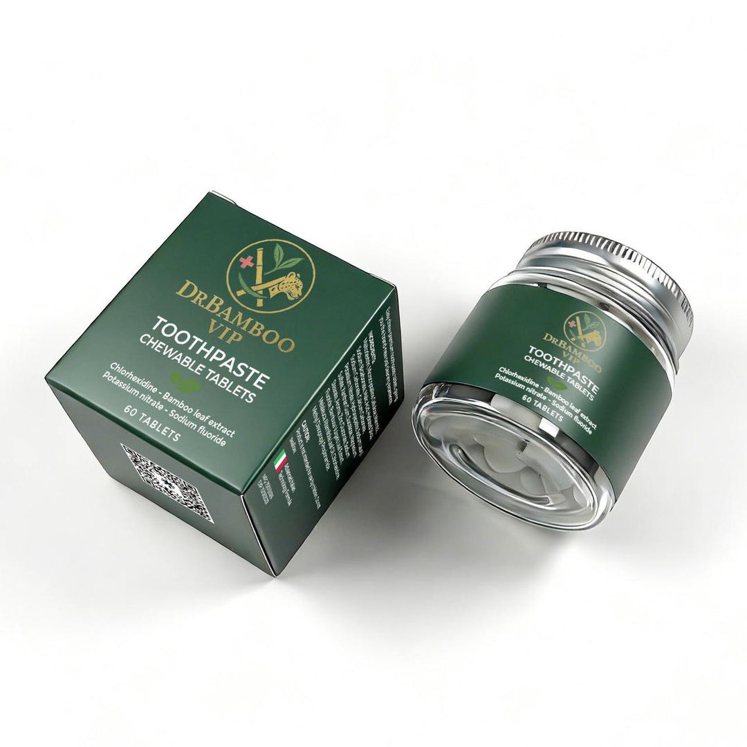 DR. BAMBOO Toothpaste Chewable Tablets White - 60 Tablets | دكتور بامبو اقراص معجون أسنان قابلة للمضغ - 60 قرص