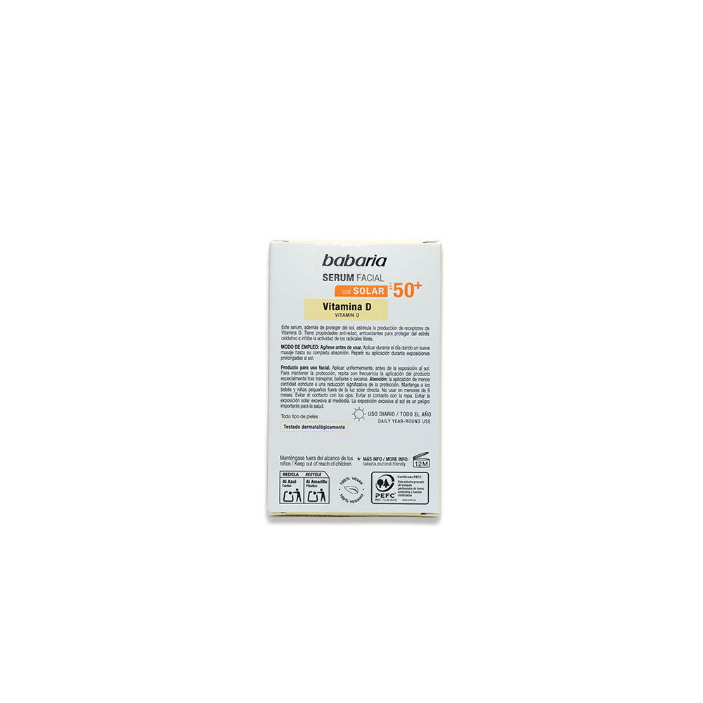 BABARIA Sun Solar Sérum Facial Vitamina D SPF 50+ - 30ml | باباريا سيروم واقي شمسي SPF 50+ - 30مل