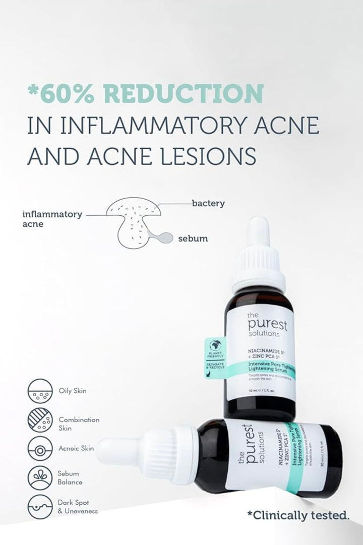 The Purest Solutions Intensive Pore Tightening And Lightening Serum - 30ml | ذا بيورست سيروم تفتيح و المسام الواسع - 30 مل