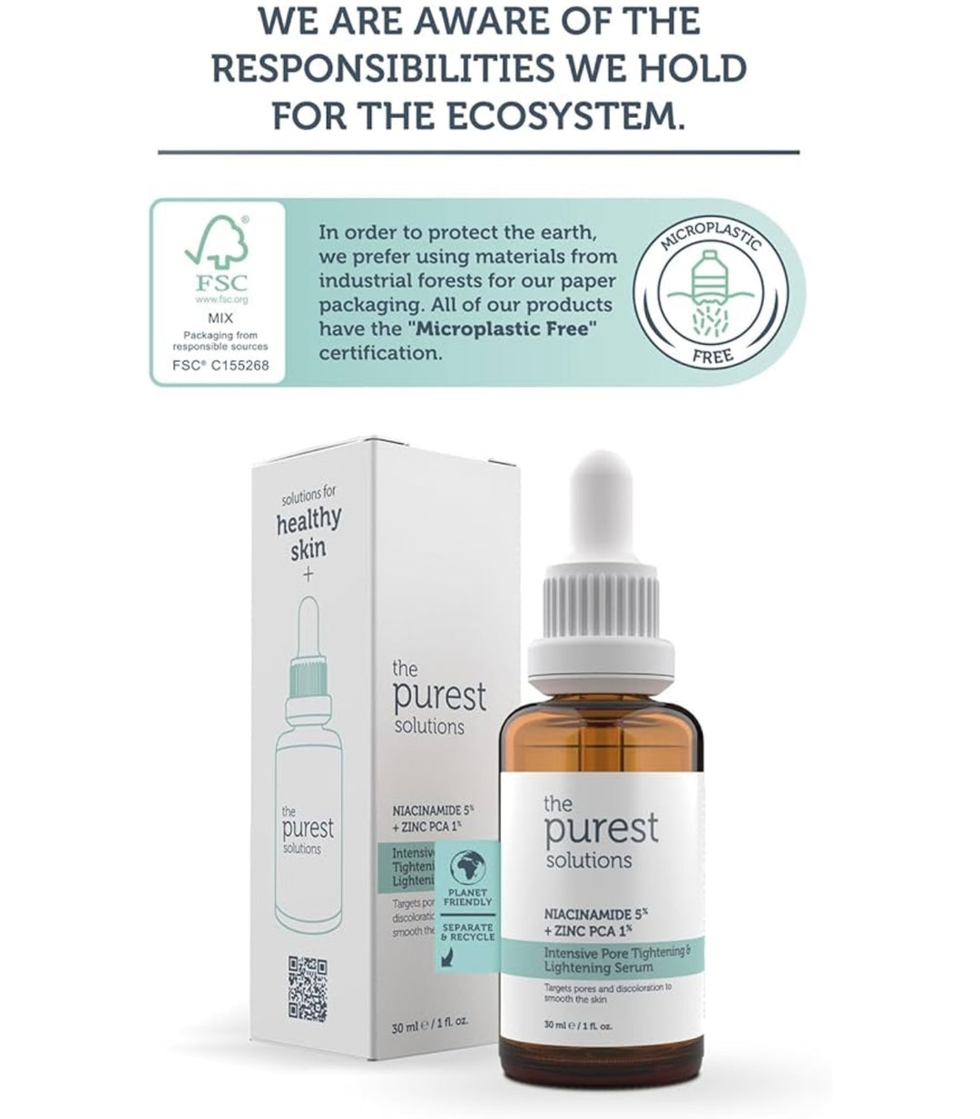 The Purest Solutions Intensive Pore Tightening And Lightening Serum - 30ml | ذا بيورست سيروم تفتيح و المسام الواسع - 30 مل