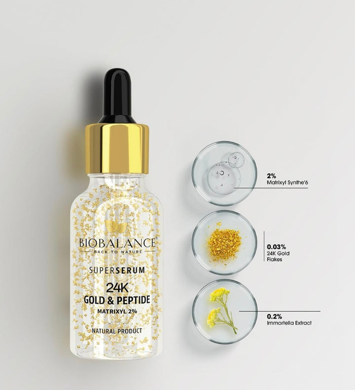 Bio Balance 24K Gold & Peptide Super Serum - 30ml | بايو بالانس سيروم الببتيدات مع رقائق الذهب  - 30 مل