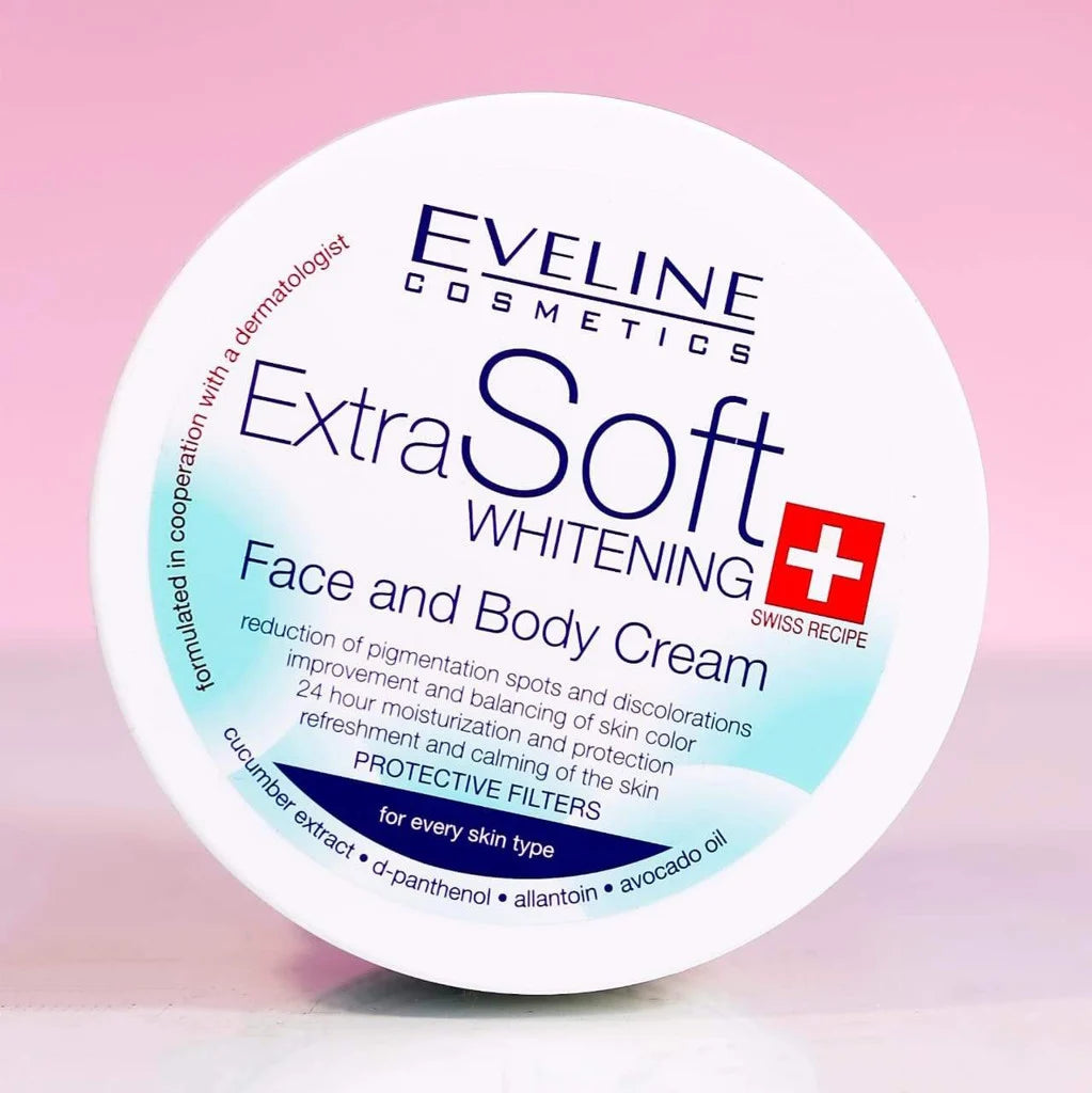 Eveline Extra Soft Whitening Face and Body Cream - 200ml | ايفيلين كريم التبيض للوجه و الجسم - 200 مل
