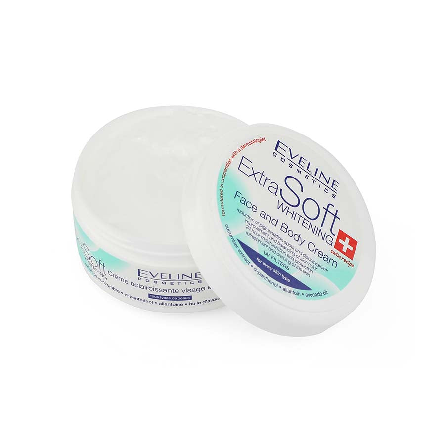 Eveline Extra Soft Whitening Face and Body Cream - 200ml | ايفيلين كريم التبيض للوجه و الجسم - 200 مل