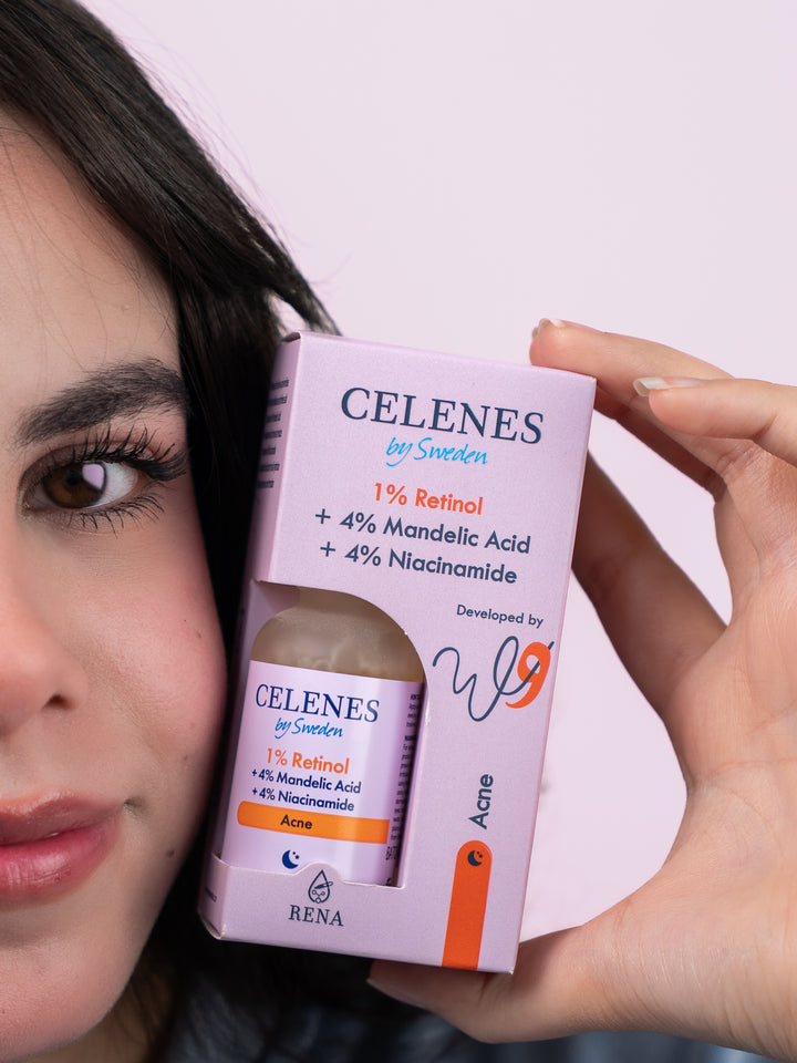Celenes by Sweden 1% Retinol + 4% Mandelic Acid + 4% Niacinamide Acne - 30ml | سيلينس سيروم الريتينول والمانديليك اسيد والنياسيناميد - 30 مل