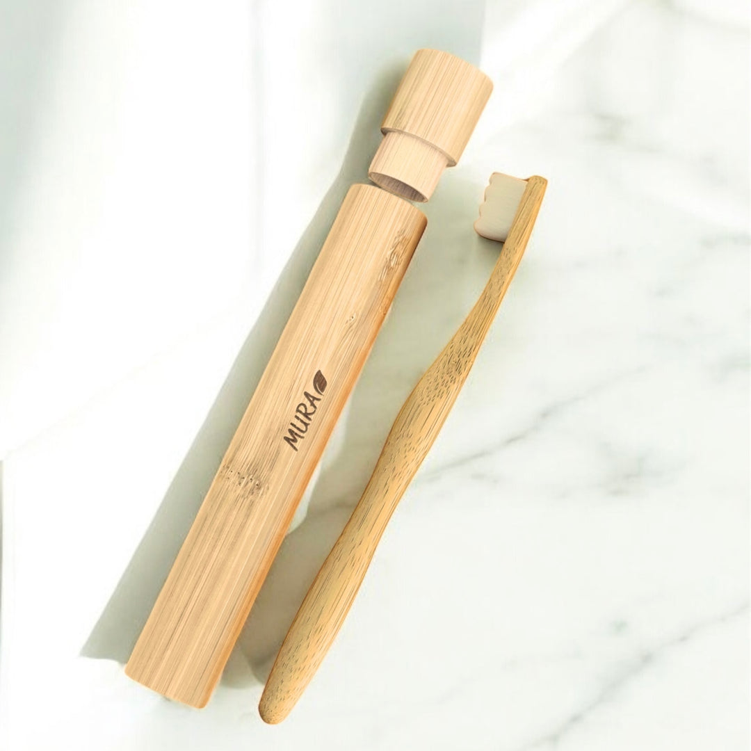 Mura Bamboo Toothbrush Case | مورا حافظة فرشاة الأسنان من خشب البامبو الطبيعي