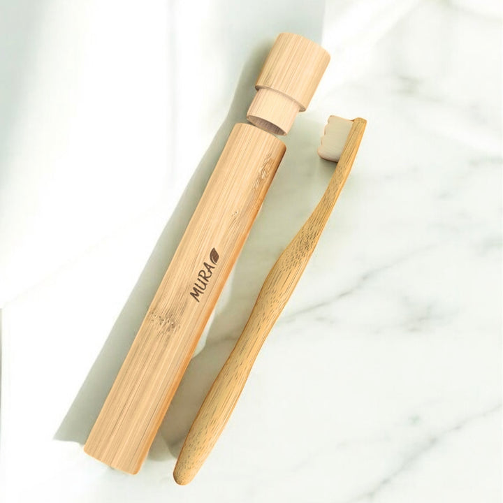 Mura Bamboo Toothbrush Case | مورا حافظة فرشاة الأسنان من خشب البامبو الطبيعي