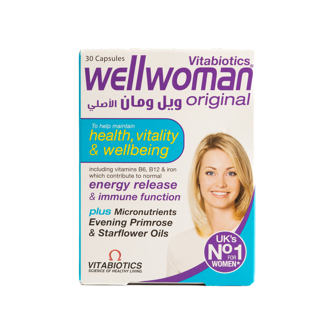 Vitabiotics Wellwoman Health Vitality & Wellbeing - 30 Capsules | فيتابيوتكس ويل وومان الأصلي - 30 كبسولة