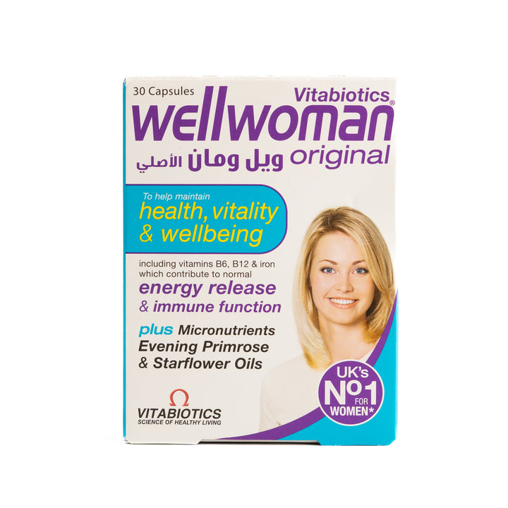 Vitabiotics Wellwoman Health Vitality & Wellbeing - 30 Capsules | فيتابيوتكس ويل وومان الأصلي - 30 كبسولة