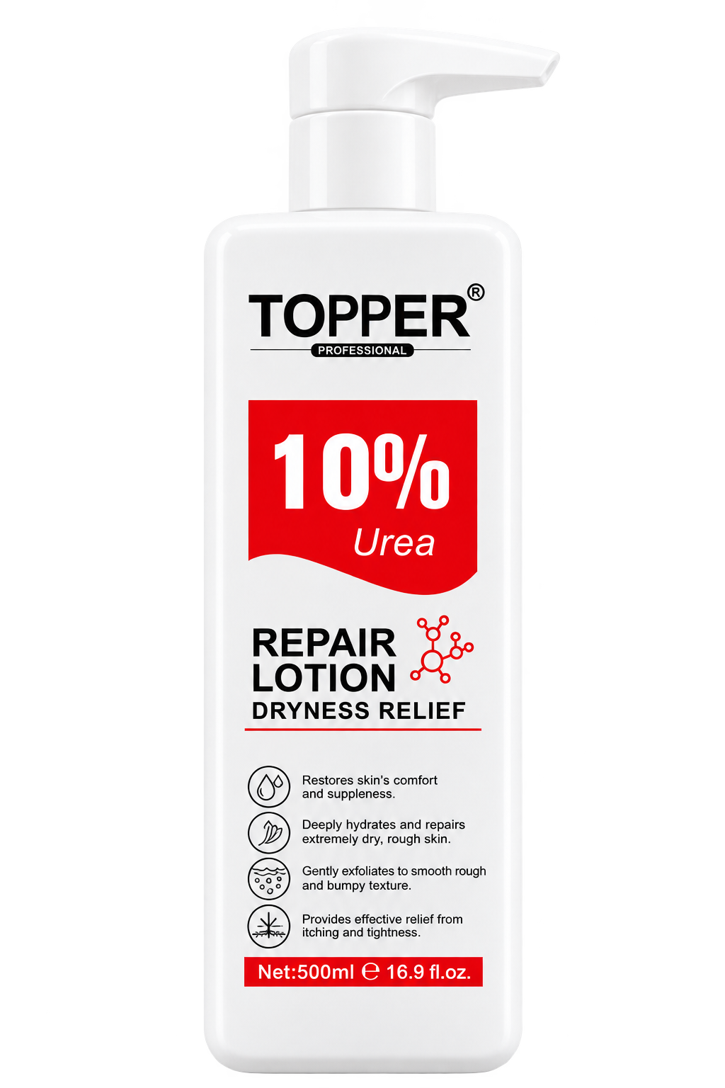 TOPPER PROFESSIONAL 10% Repair Lotion Dryness Relief - 500ml | توبر لوشن مرمم بتركيز 10% يوريا - 500مل