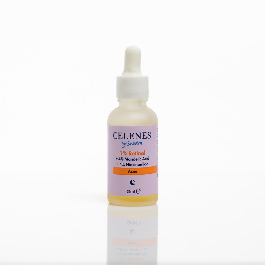 Celenes by Sweden 1% Retinol + 4% Mandelic Acid + 4% Niacinamide Acne - 30ml | سيلينس سيروم الريتينول والمانديليك اسيد والنياسيناميد - 30 مل