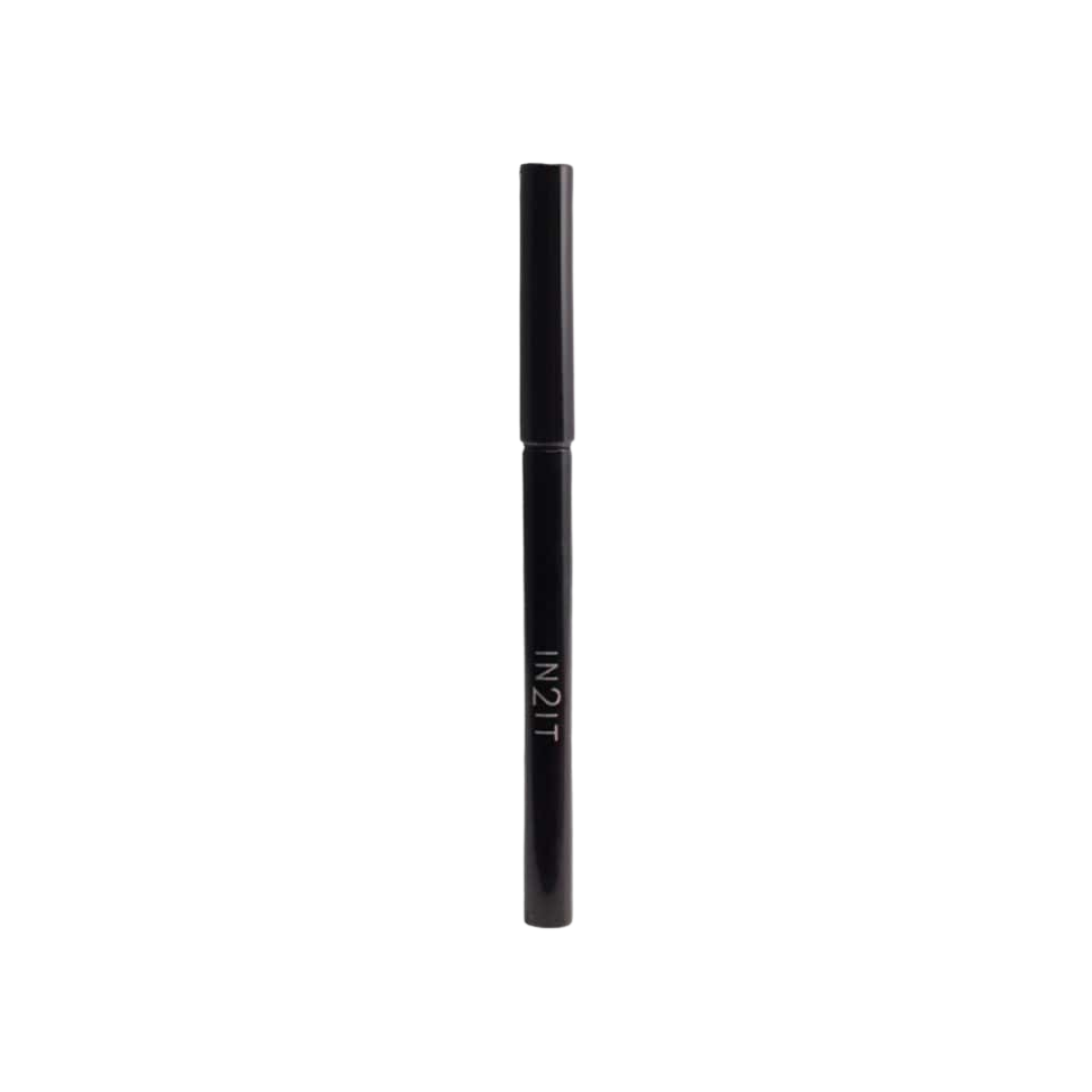 IN2IT black cosmetic pencil with slim black casing and silver IN2IT branding.