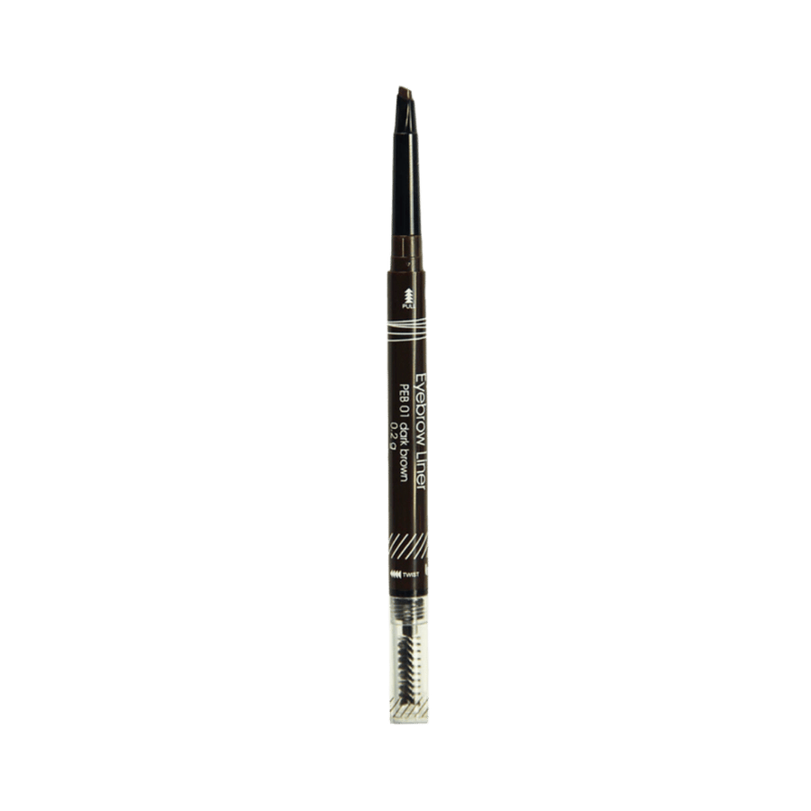 IN2IT Perfect Brown eyebrow liner pencil with built-in brush, soft texture, matte natural brown color, 0.2g packaging.