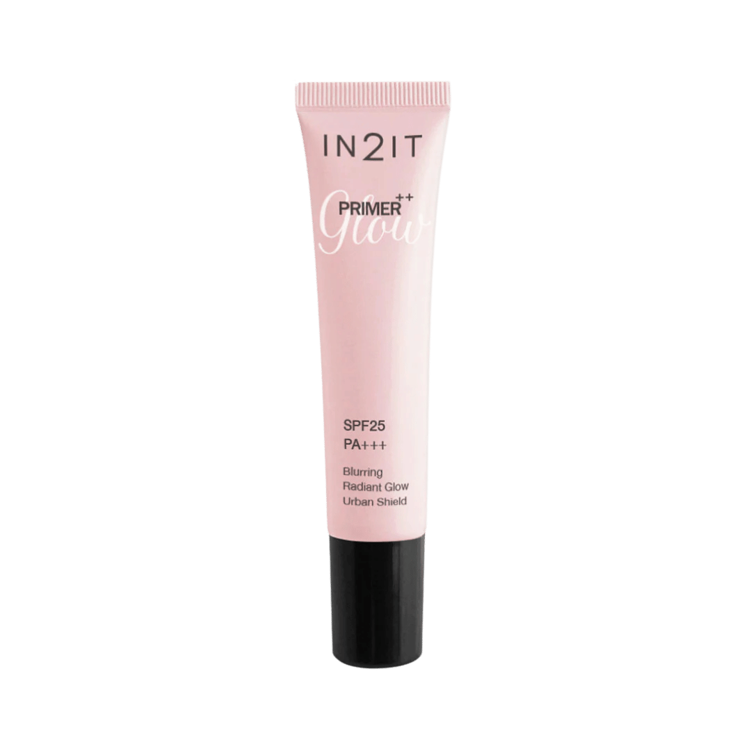 IN2IT skin care primer tube, dark purple packaging, SPF25 PA+++, 15g, visible brand logo, front label details