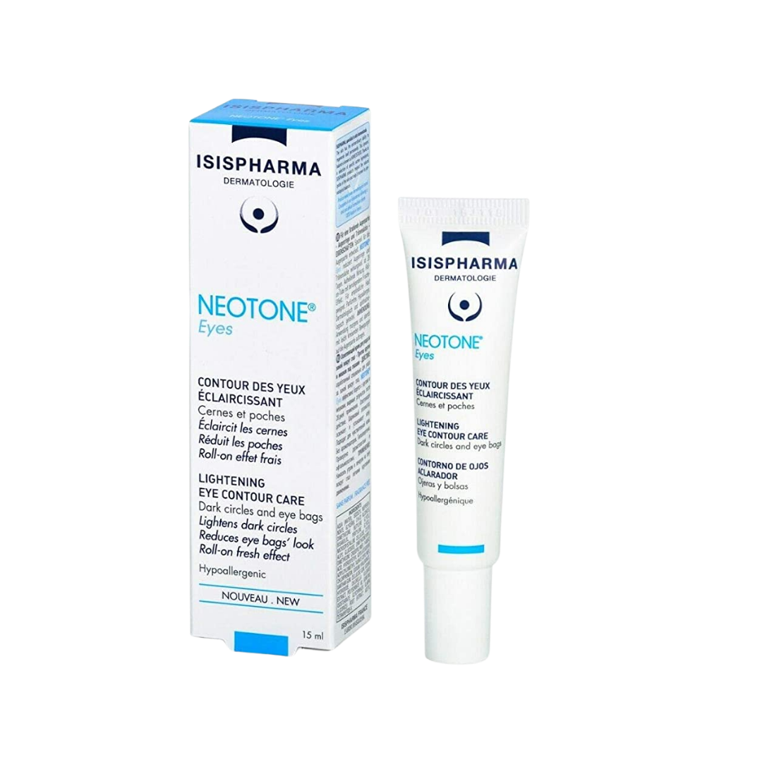 ISISPHARMA Neotone Eyes 15ml eye contour cream tube with matching white and blue box packaging
