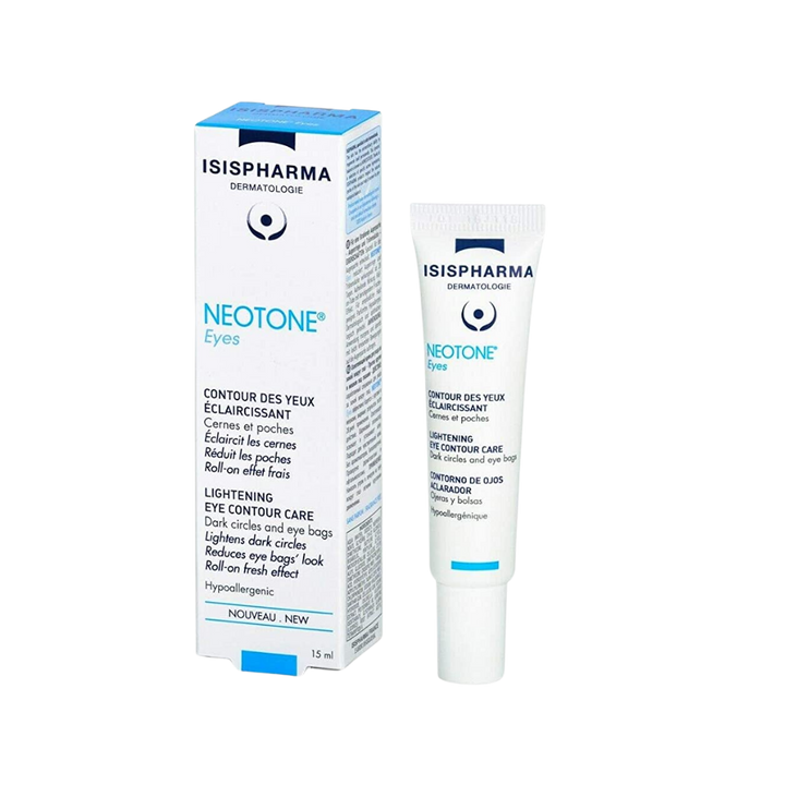 ISISPHARMA Neotone Eyes 15ml eye contour cream tube with matching white and blue box packaging
