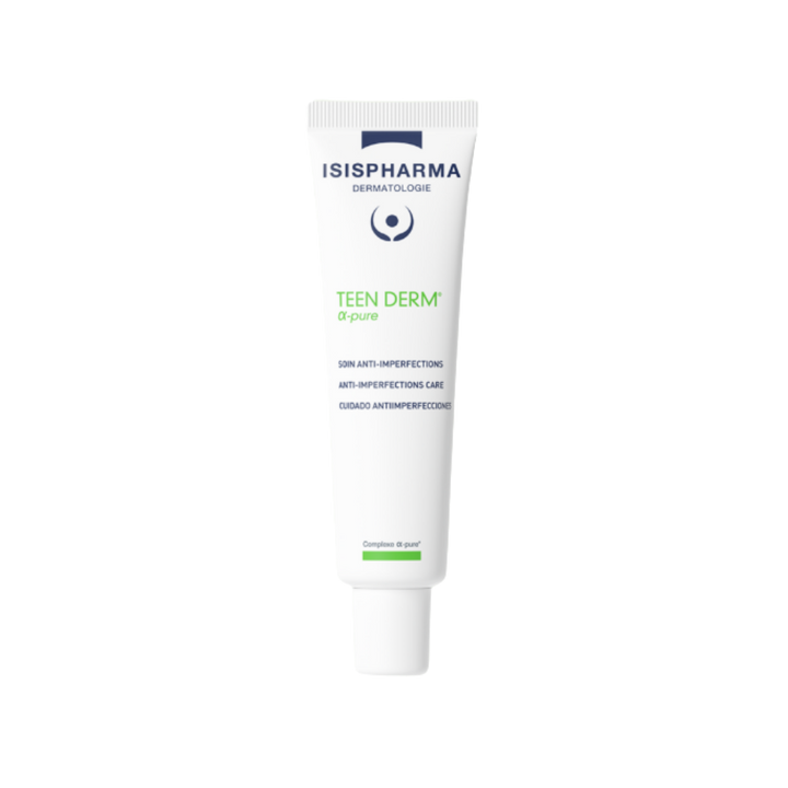 The image you provided is of ISISPHARMA TEEN DERM α-pure anti-imperfections care treatment.