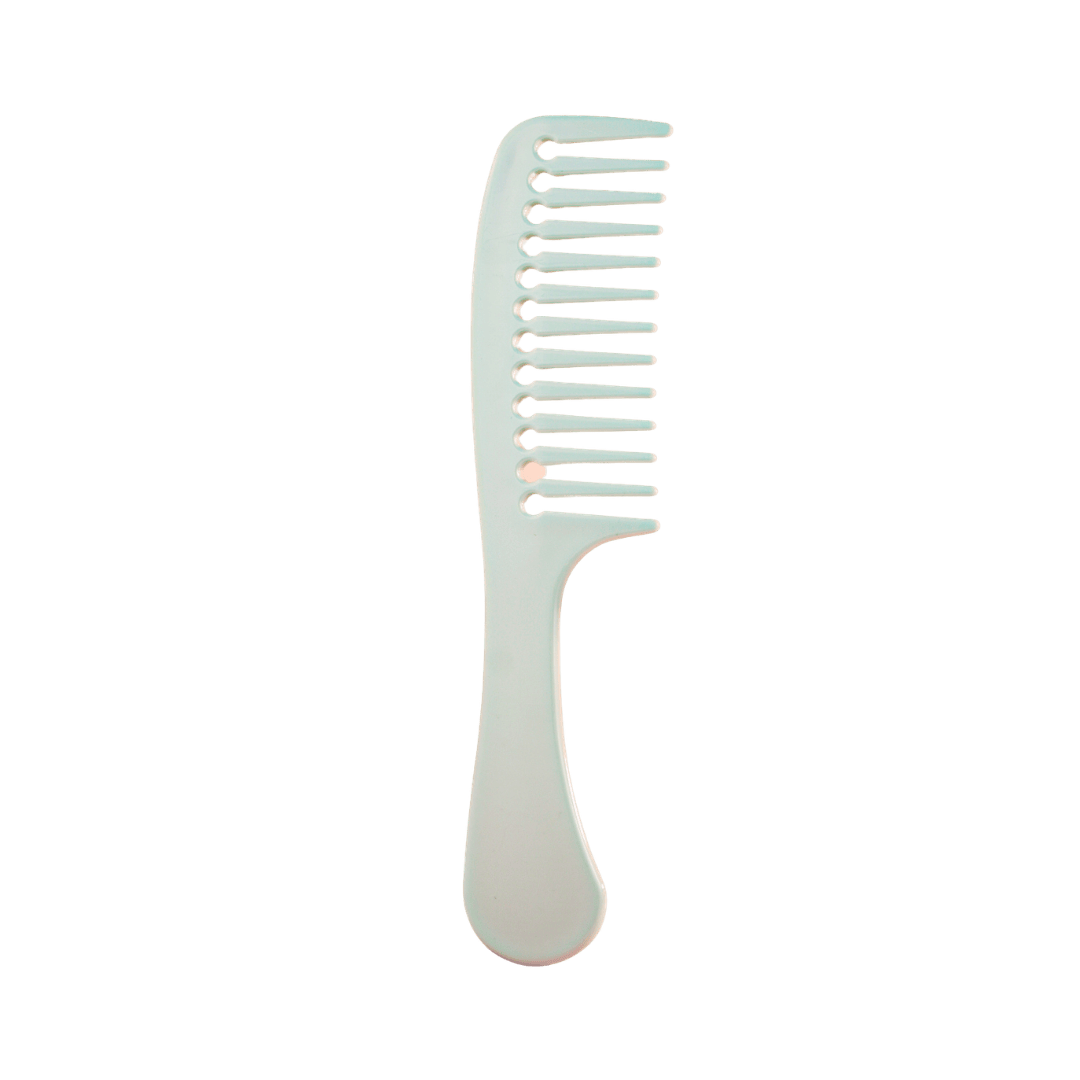 "iVORY Wide Tooth Comb, mint green color, designed for gentle hair detangling, perfect for wet or dry hair."