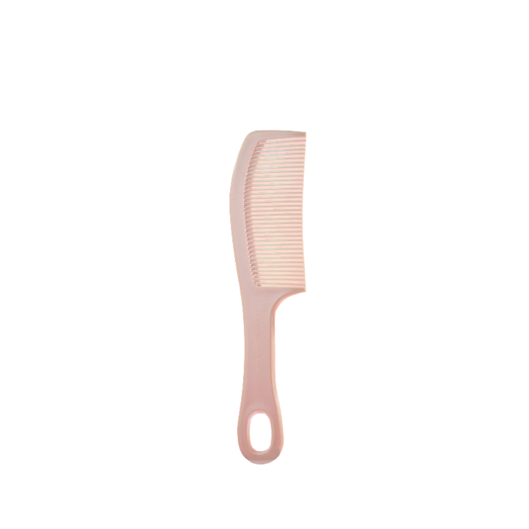 Ivory pink comb with fine, evenly spaced teeth, designed for smooth hair detangling.