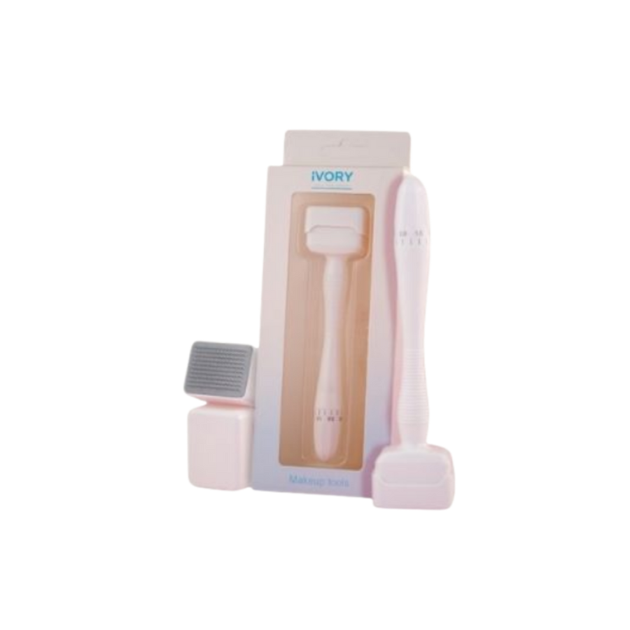 Ivory facial razor set with protective cap, manual face shaving tool for smooth skin in boxed packaging.