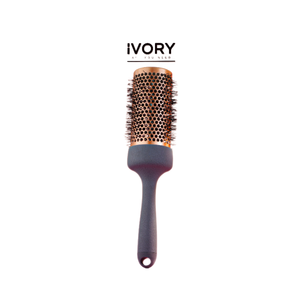 This image shows a round hairbrush from Ivory, ideal for styling and smoothing hair.