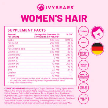IVYBEARS Women´s Hair Vitamins - 60 Gummies | ايفي بيرز مكمل غذائي للنساء - 60 غاميز