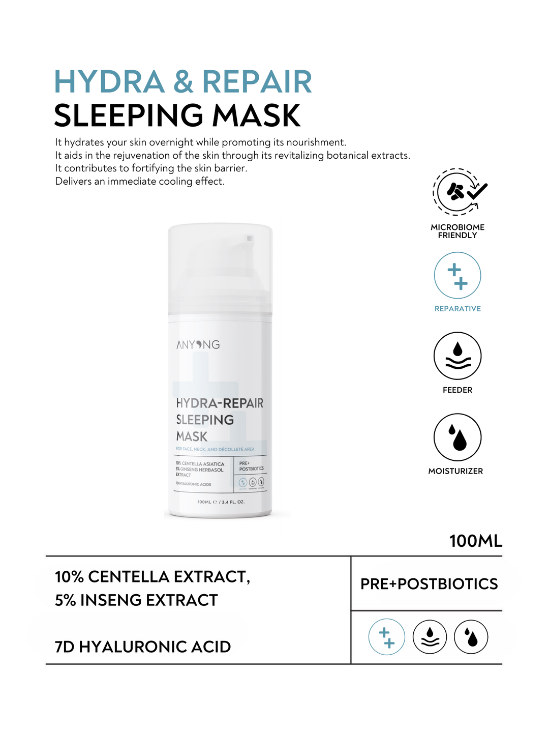 ANYONG Hydra - Repair Sleeping Mask - 100ml | أنيونغ هيدرا ماسك كريمي مرطب قبل النوم - 100 مل