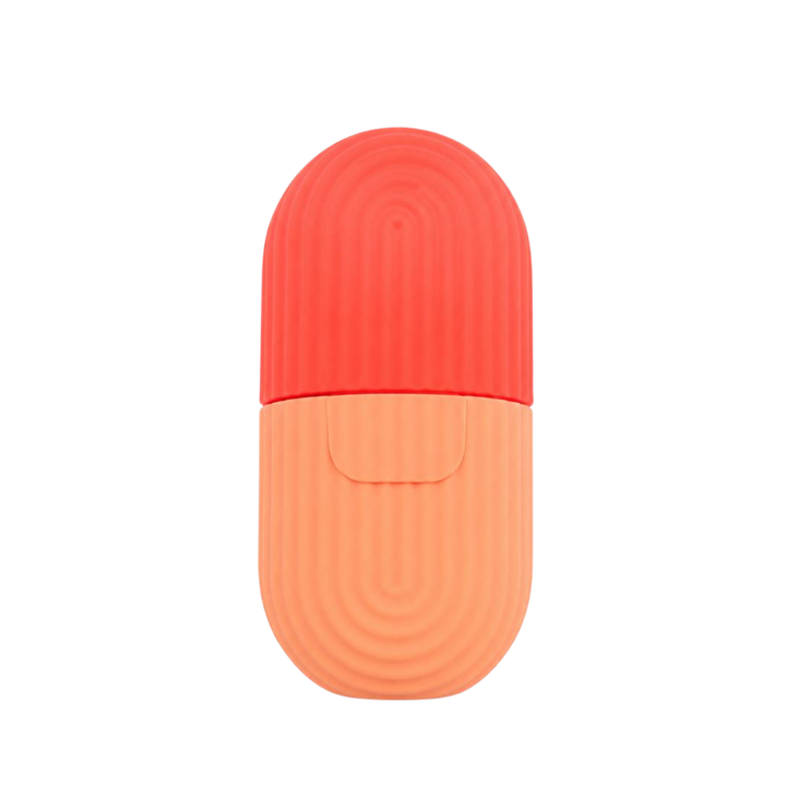 Ice cube face massage silicone roller 100ml orange and coral capsule-shaped reusable mold