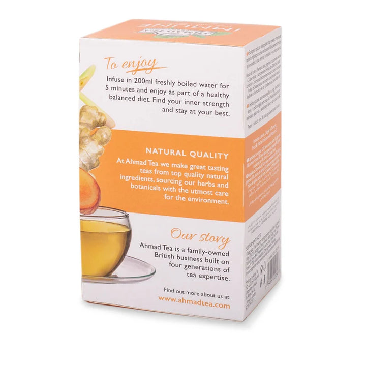 Ahmad Tea Immune Lemon Ginger Turmenic +Vit C 20 Pcs - 30g  | شاي أحمد شاي أعشاب طبيعي بنكهة الليمون والزنجبيل والكركم - 30غ
