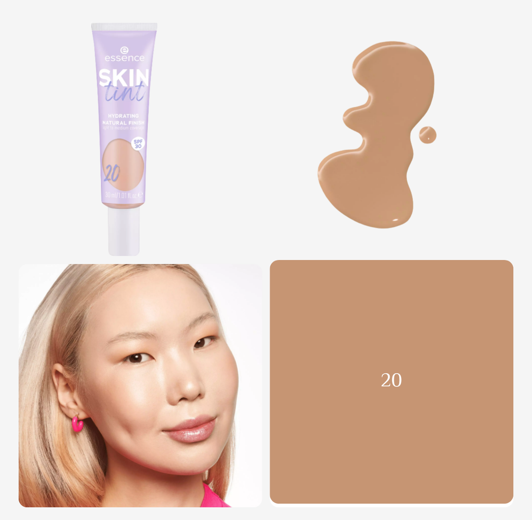 Essence Skin Tint Hydrating Natural Finish - 30ml | ايسنس كريم أساس خفيف مع حماية من الشمس - 30 مل