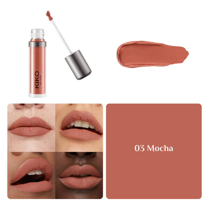 KIKO new lasting matte veil liquid lip colour - 4ml | كيكو أحمر شفاه مات يدوم طويلاً - 4 مل
