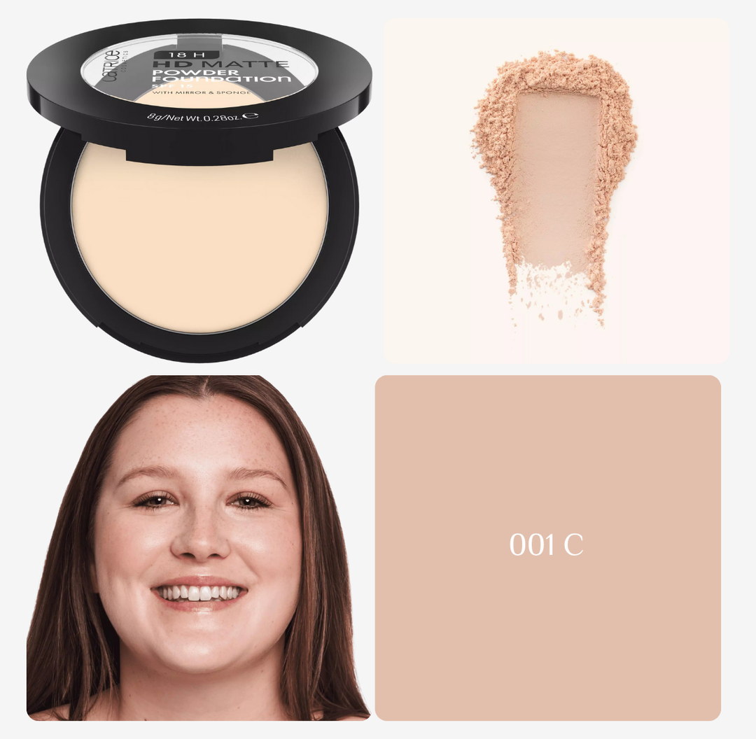 Catrice 18H Hd Matte Powder Foundation - 8g | كاتريس كريم أساس بودرة 18 ساعة بتأثير مطفي - 8 غرام