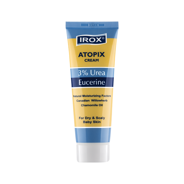 IROX Atopix 3% Urea Eucerin cream, yellow and blue tube for dry scaly baby skin