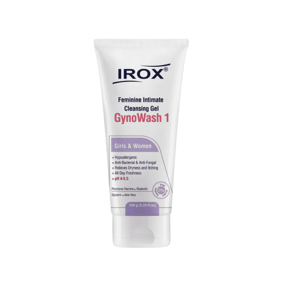 IROX Gyno Wash 1 feminine intimate cleansing gel, white tube with purple label, 150g
