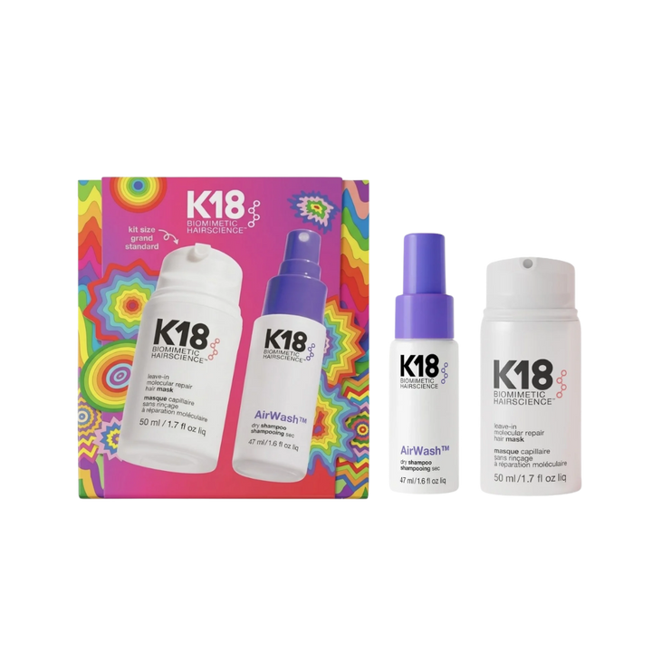 K18 BIOMIMETIC HAIRSCIENCE HAIR MASK 50ML + DRY SHAMPOO 47ML KIT - 50ml | كي 18 مجموعة أصلاح وترميم الشعر شامبو جاف 47 مل وماسك للشعر50  مل