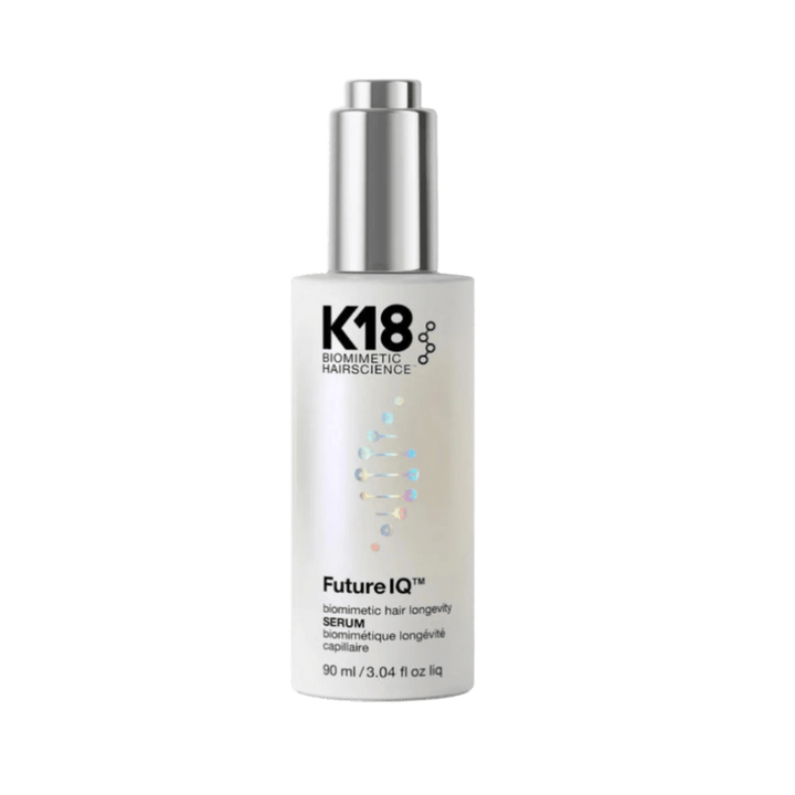 K18 FutureIQ Biomimetic Hair Longevity Serum scalp treatment white bottle 90ml packaging