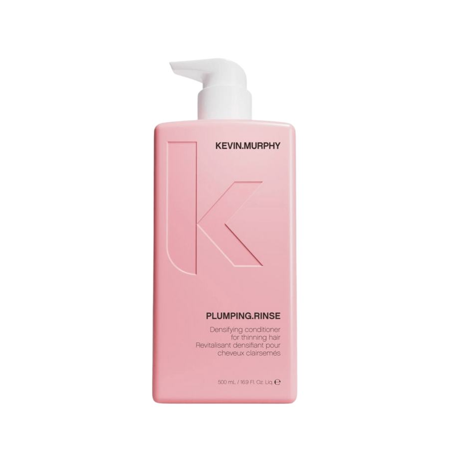 KEVIN.MURPHY Plumping.Rinse densifying conditioner for thinning hair, 500ml, in a pink rectangular pump bottle.