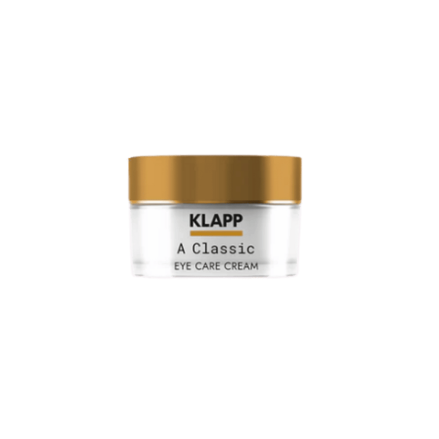 KLAPP A Classic Eye Care Cream in white jar with gold lid
