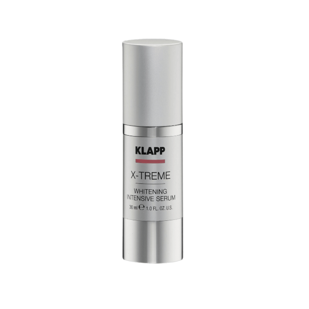 KLAPP X-TREME Whitening Intensive Serum 30 ml in silver cylindrical pump bottle