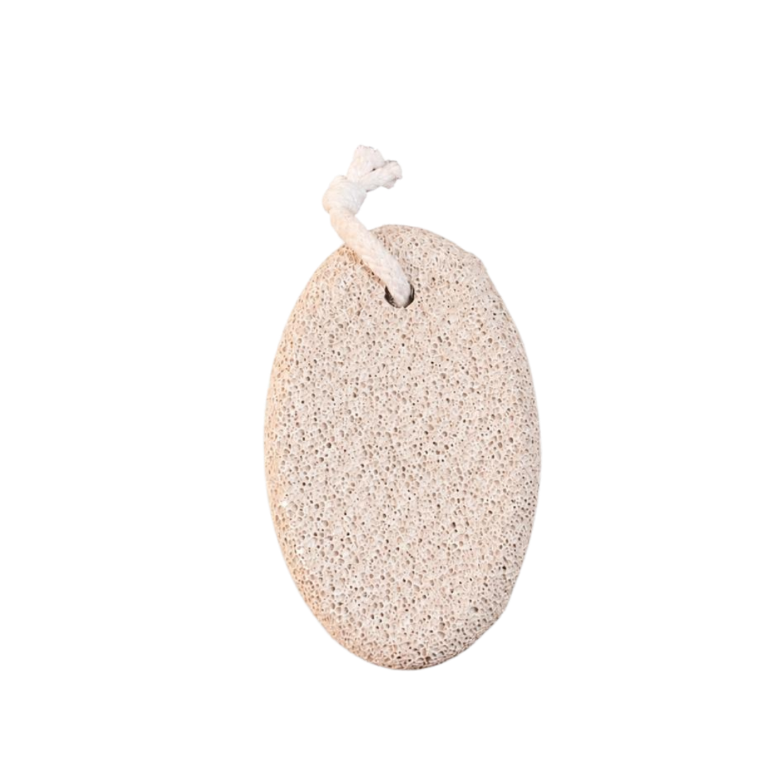 KOHR pumice stone foot exfoliator beige oval porous stone with white hanging rope