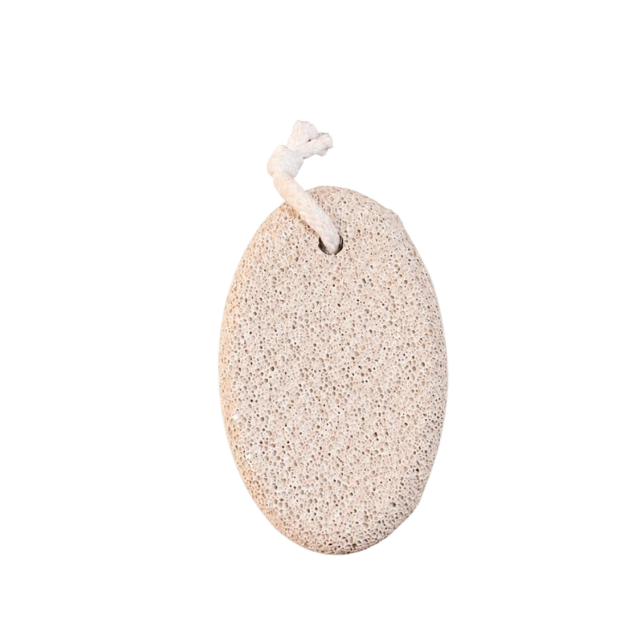 KOHR pumice stone foot exfoliator beige oval porous stone with white hanging rope