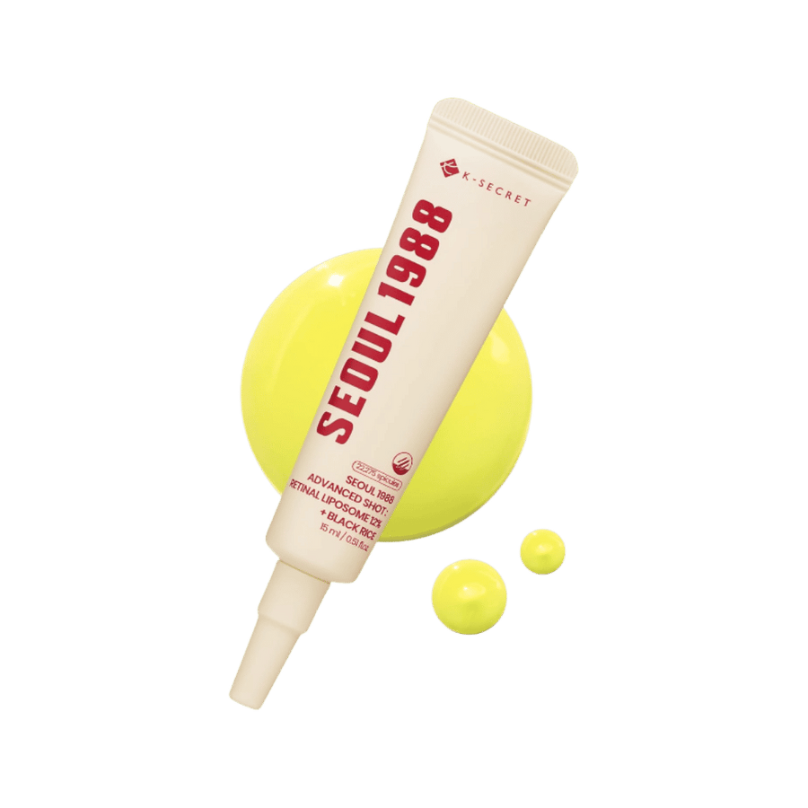 K-Secret Seoul 1988 Advanced Spot Liposome TX Black Rice 15ml cream tube with red lettering
