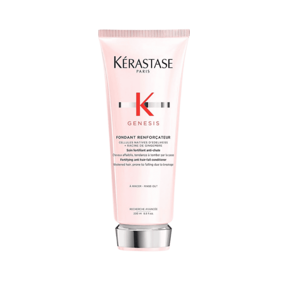 Kérastase Genesis Fondant Renforçateur conditioner in pale pink tube with silver cap and red K logo