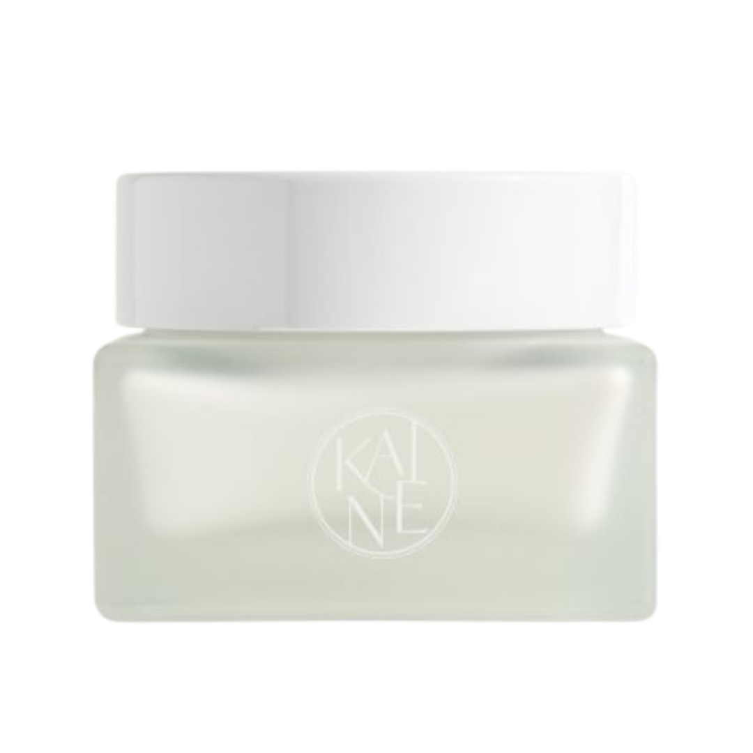 Kaine vegan collagen cream 50ml jar frosted glass container white lid skincare product minimal design