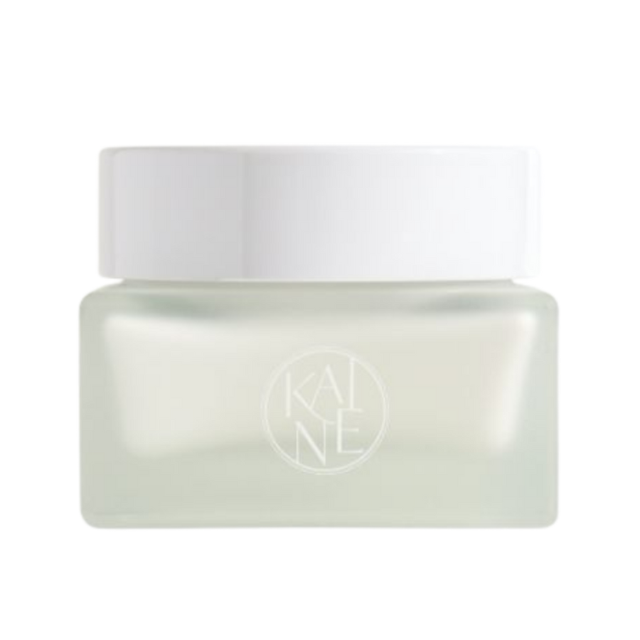 Kaine vegan collagen cream 50ml jar frosted glass container white lid skincare product minimal design