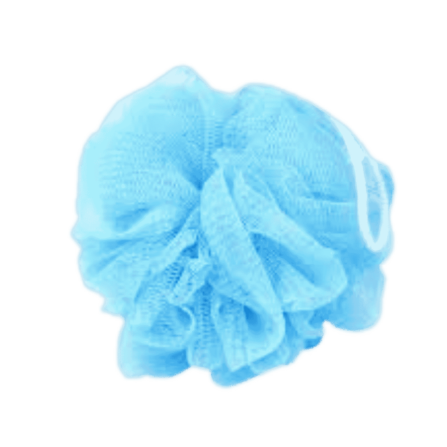 LMLTOP blue bath loofah mesh sponge body scrubber with hanging loop soft texture