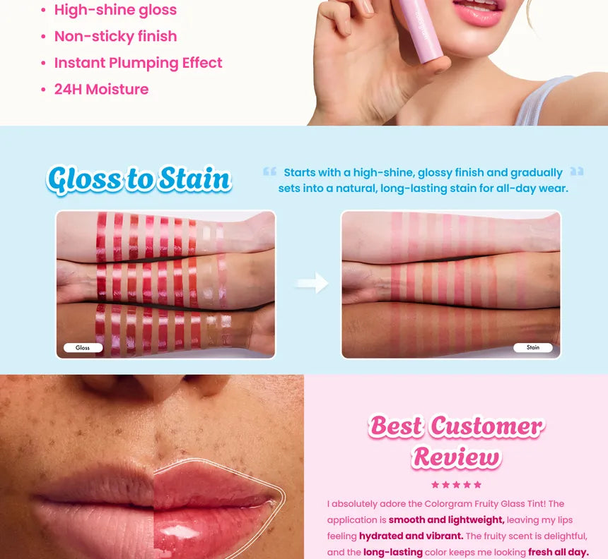 Colorgram Fruity Glass Tint - 3g | كولورجرام تنت شفاه لامع - 3 غرام